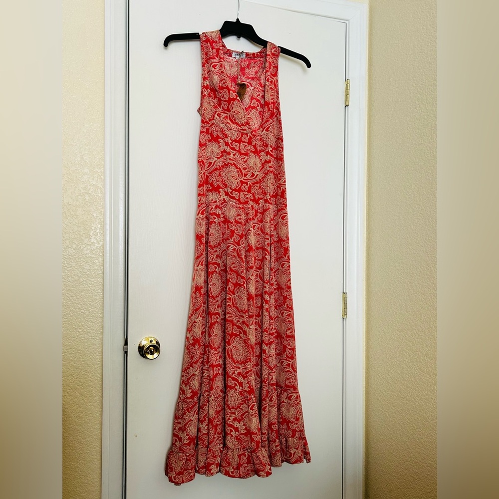 NWT Elegant Red Paisley Maxi Dress